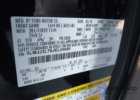 2018 Lincoln Navigator L Reserve из США, поврежденный, VIN 5LMJJ3LT8JEL09026